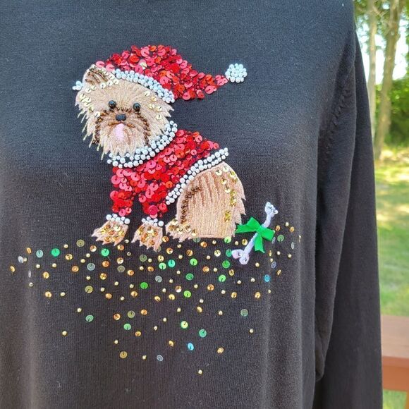 Holiday Sequin Dog Sweater – Quacker Factory Style (No Tags, See Measurements) - Picture 6 of 14
